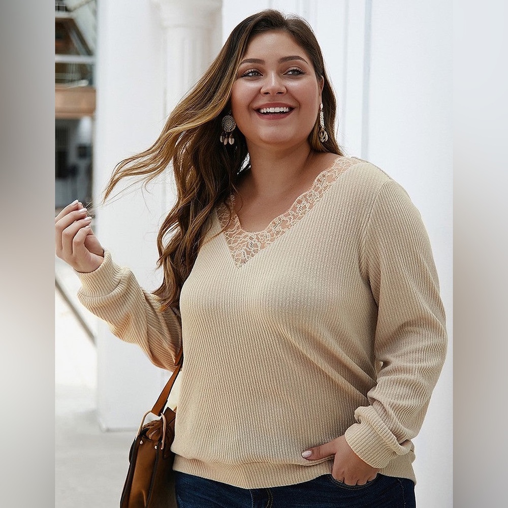 Cream V-neck Women’s Sweater